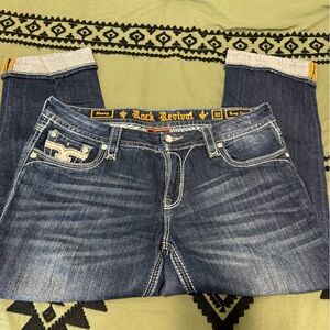 Rock Revival Dark Blue Cropped Jeans